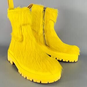 CAMPERLAB Size 7 Yellow Textured Leather Calf Hair Side Zipper Ankle Boots
